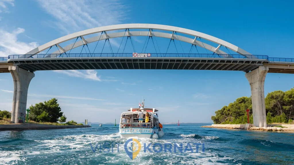 Plava Laguna passing beneath the bridge near Zadar